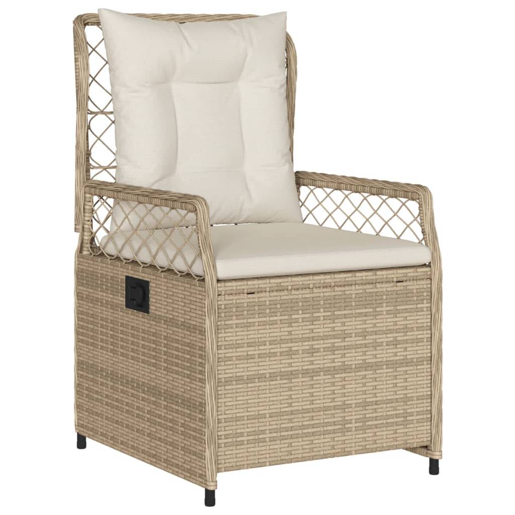 vidaXL 3-tlg. Garten-Essgruppe mit Kissen Beige Poly Rattan