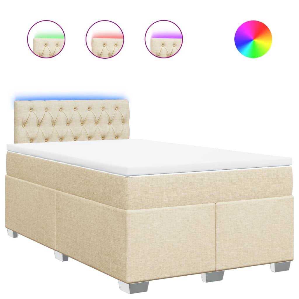 vidaXL Boxspringbett mit Matratze Creme 120x200 cm Stoff