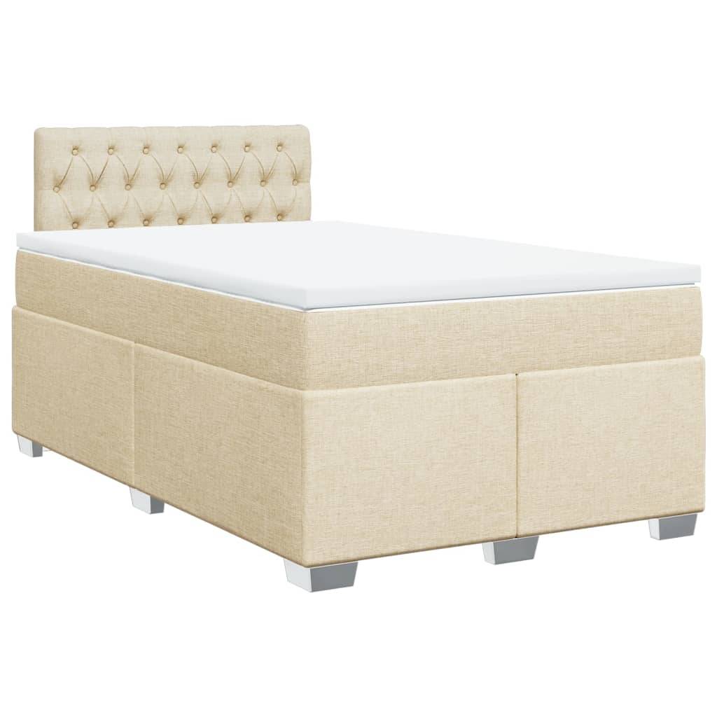 vidaXL Boxspringbett mit Matratze Creme 120x200 cm Stoff