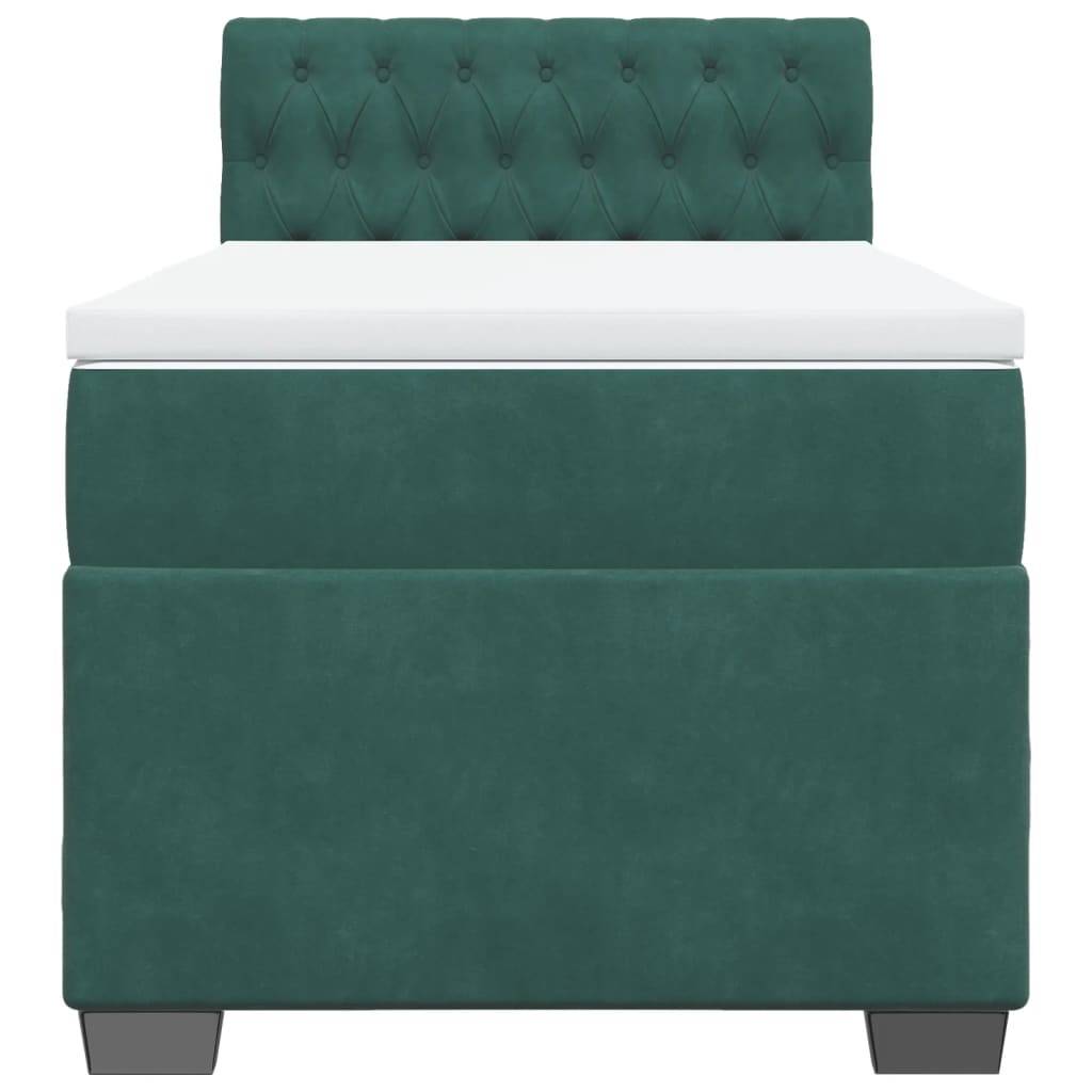 vidaXL Boxspringbett mit Matratze Dunkelgrün 90x190 cm Samt