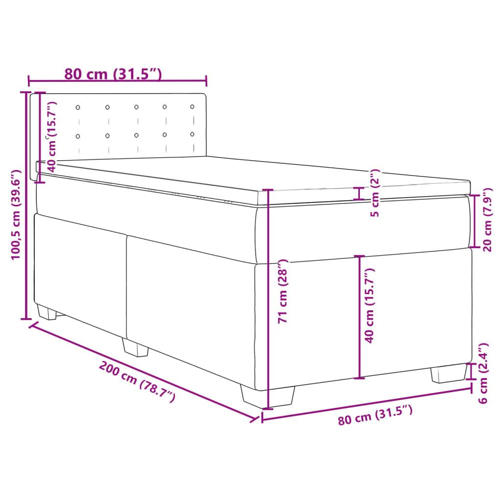 vidaXL Boxspringbett mit Matratze Dunkelgrün 80x200 cm Samt