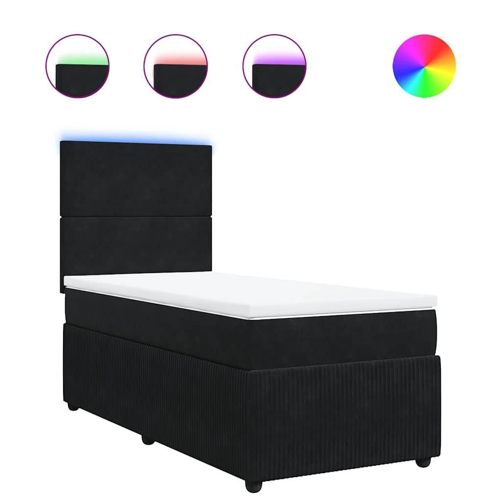 vidaXL Boxspringbett mit Matratze Schwarz 90x190 cm Samt