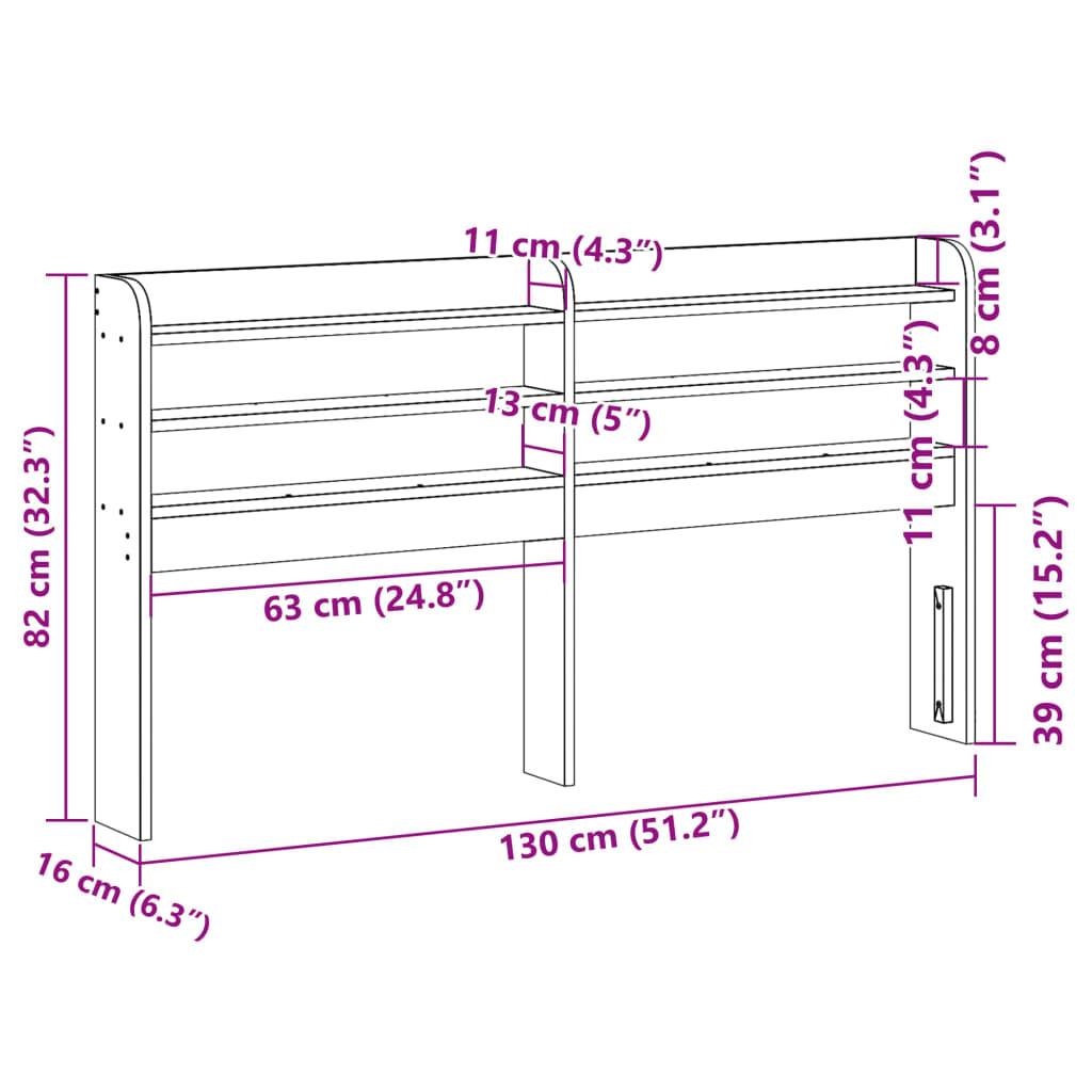 vidaXL Kopfteil mit Ablagen Wachsbraun 120 cm Massivholz Kiefer