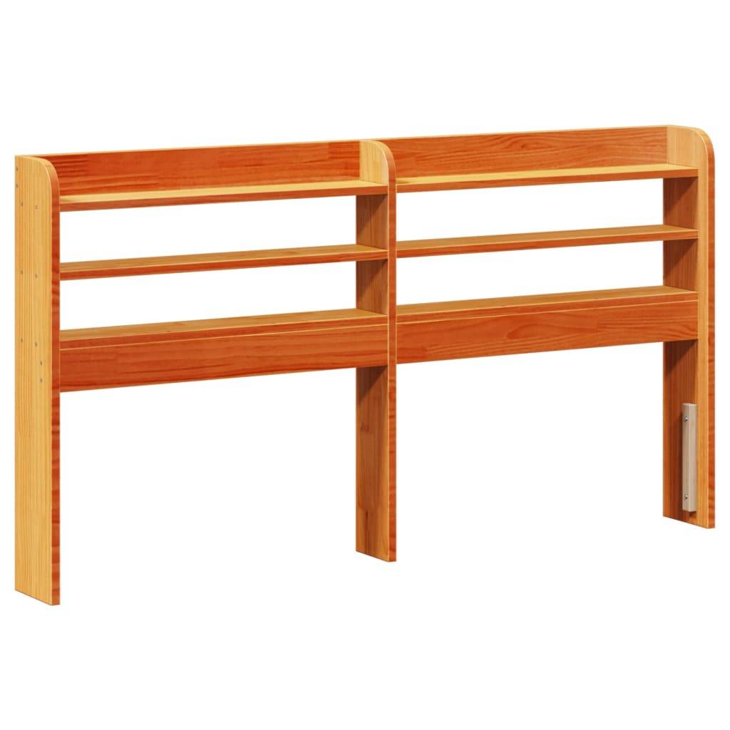 vidaXL Kopfteil mit Ablagen Wachsbraun 120 cm Massivholz Kiefer