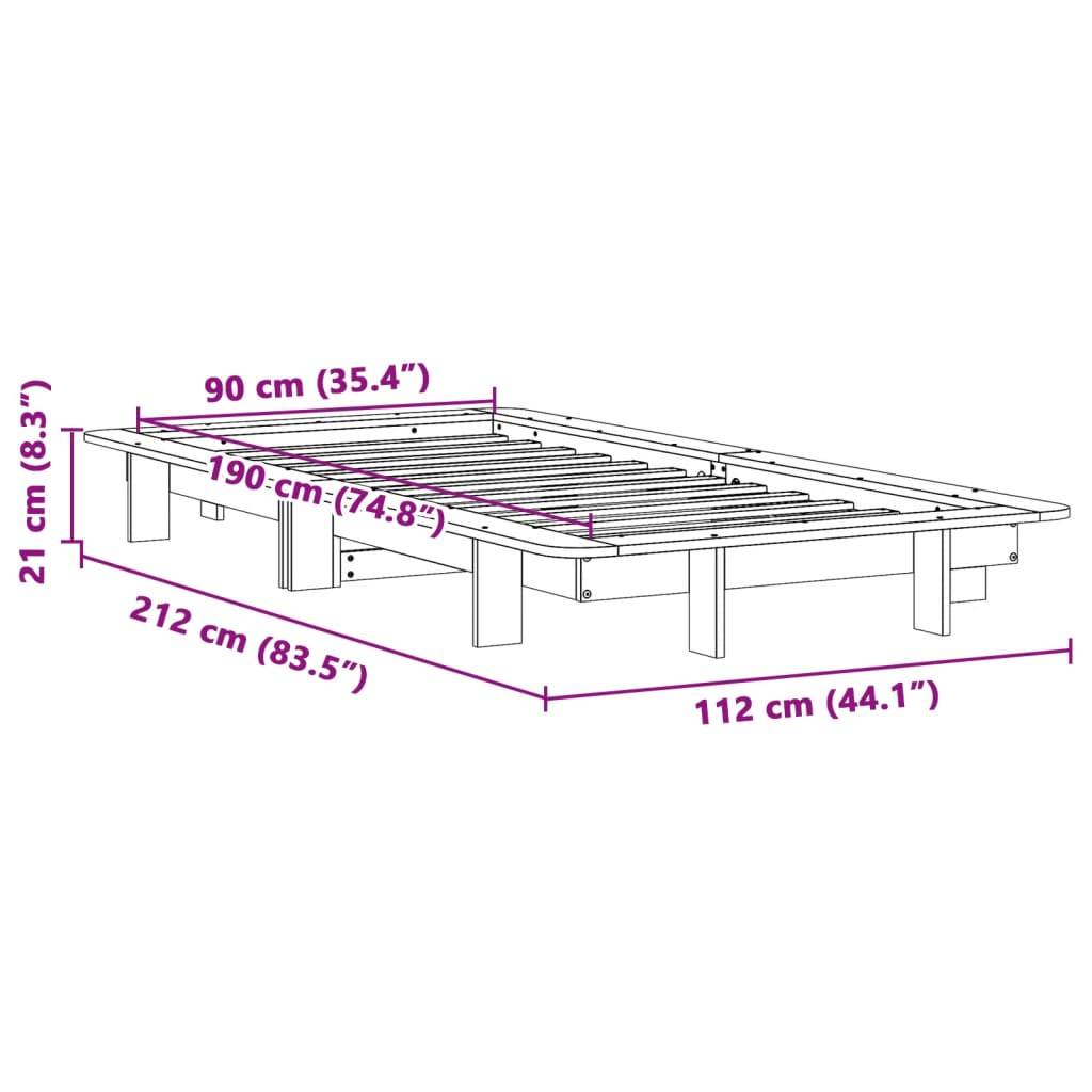 vidaXL Massivholzbett ohne Matratze Wachsbraun 90x190 cm Kiefernholz
