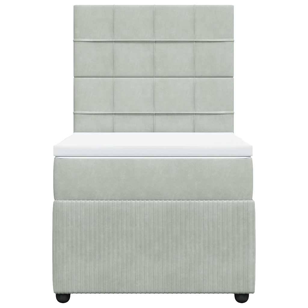 vidaXL Boxspringbett mit Matratze Hellgrau 90x190 cm Samt
