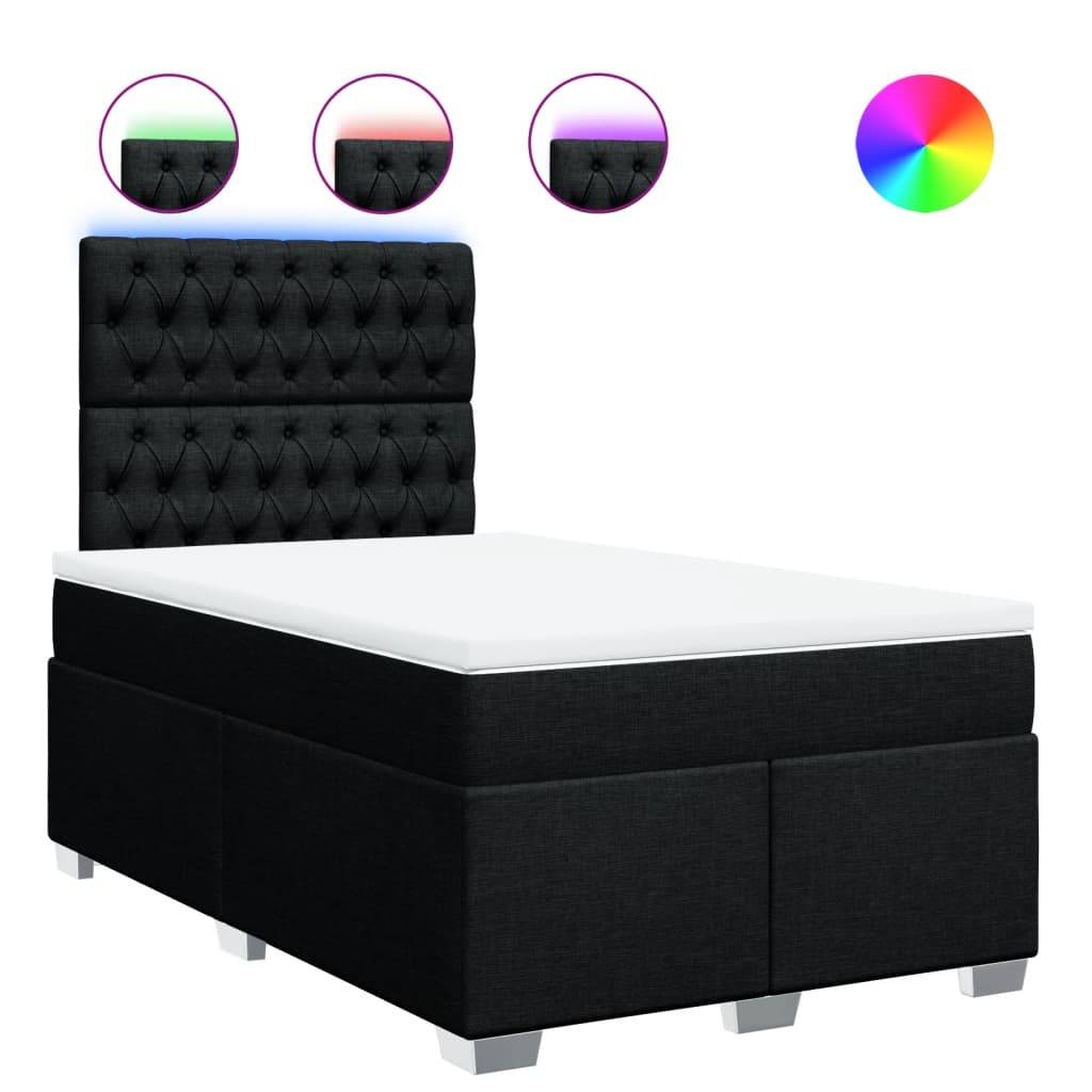 vidaXL Boxspringbett mit Matratze Schwarz 120x200 cm Stoff
