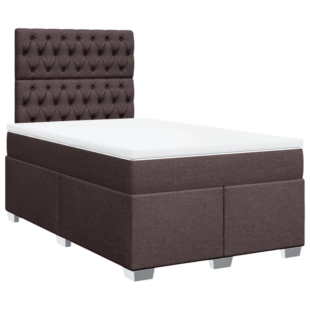 vidaXL Boxspringbett mit Matratze Dunkelbraun 120x190 cm Stoff