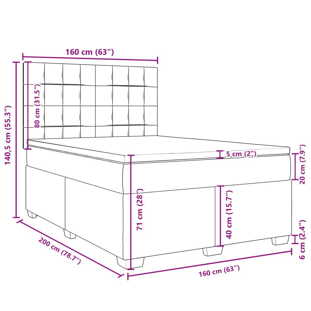 vidaXL Boxspringbett mit Matratze Dunkelbraun 160x200 cm Stoff