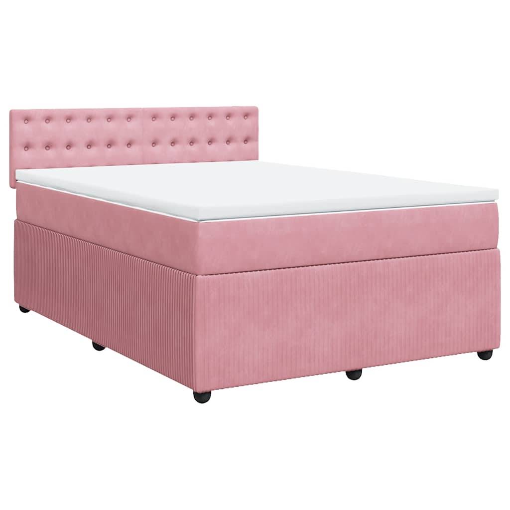 vidaXL Boxspringbett mit Matratze Rosa 160x200 cm Samt