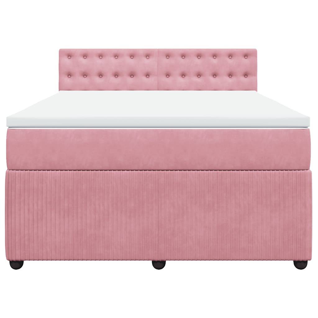 vidaXL Boxspringbett mit Matratze Rosa 160x200 cm Samt