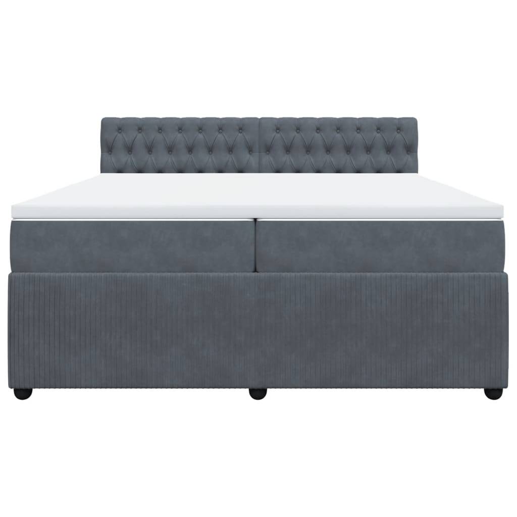 vidaXL Boxspringbett mit Matratze Dunkelgrau 200x200 cm Samt