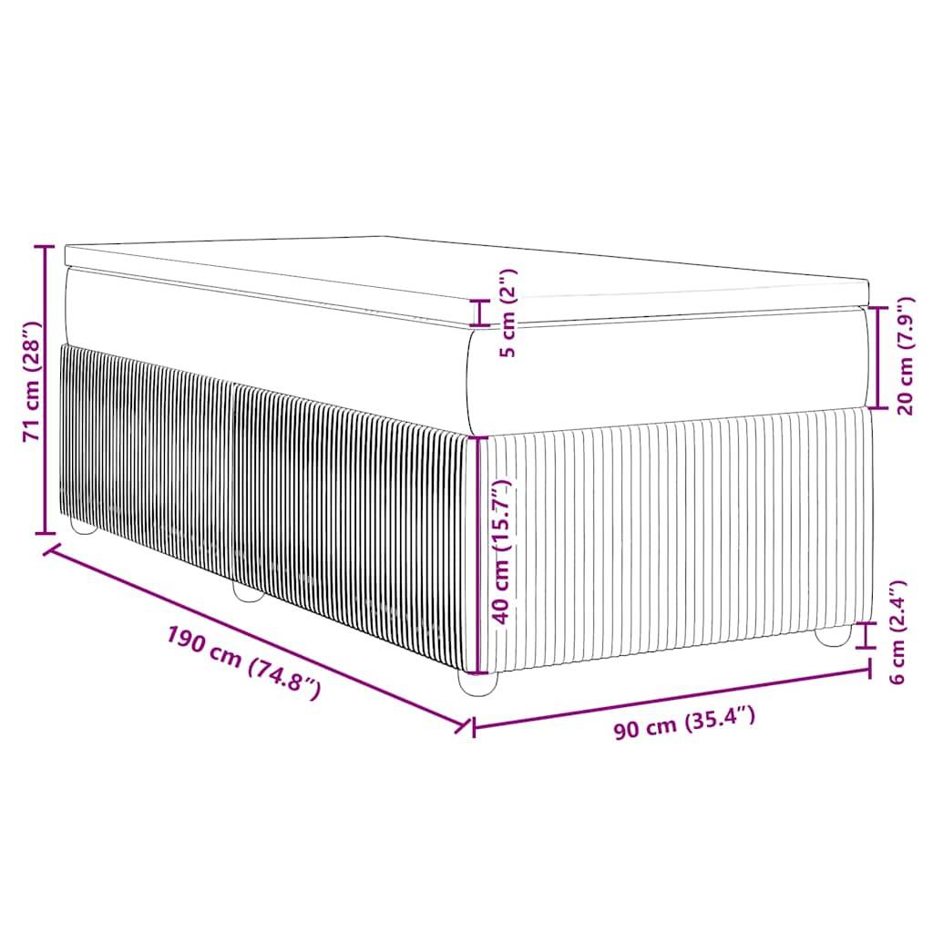 vidaXL Boxspringbett mit Matratze Rosa 90x190 cm Samt