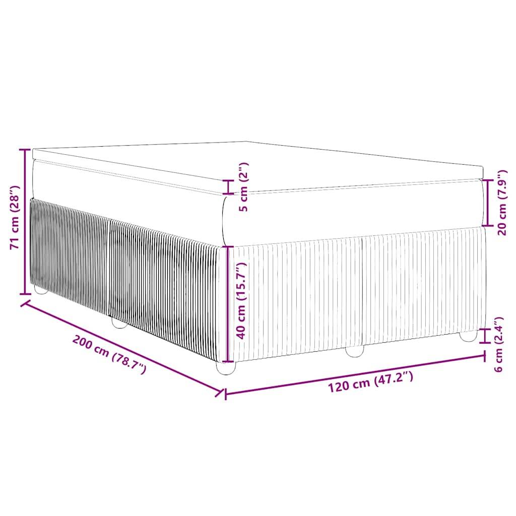 vidaXL Boxspringbett mit Matratze Dunkelgrau 120x200 cm Samt