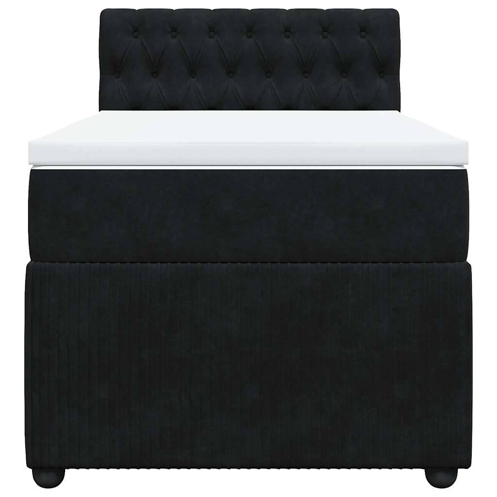 vidaXL Boxspringbett mit Matratze Schwarz 90x200 cm Samt