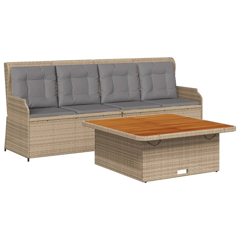 vidaXL 3-tlg. Garten-Sofagarnitur mit Kissen Beige Poly Rattan
