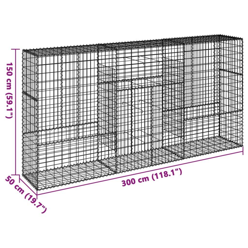 vidaXL Gabione mit Deckel 300x50x150 cm Verzinktes Eisen