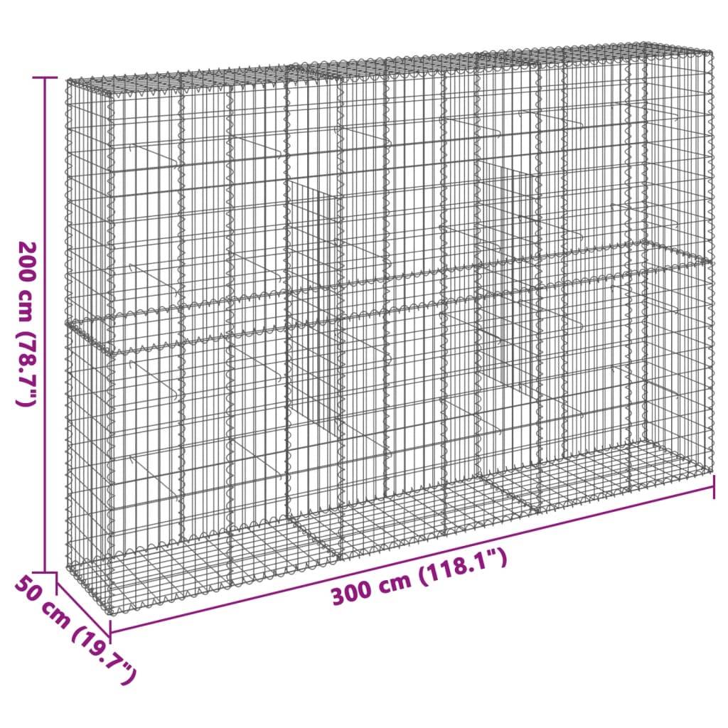 vidaXL Gabione mit Deckel 300x50x200 cm Verzinktes Eisen
