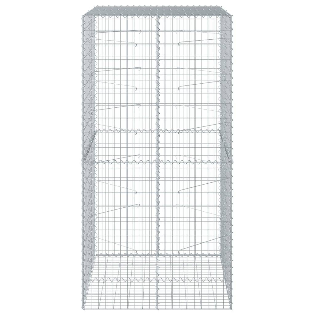 vidaXL Gabione mit Deckel 100x100x200 cm Verzinktes Eisen