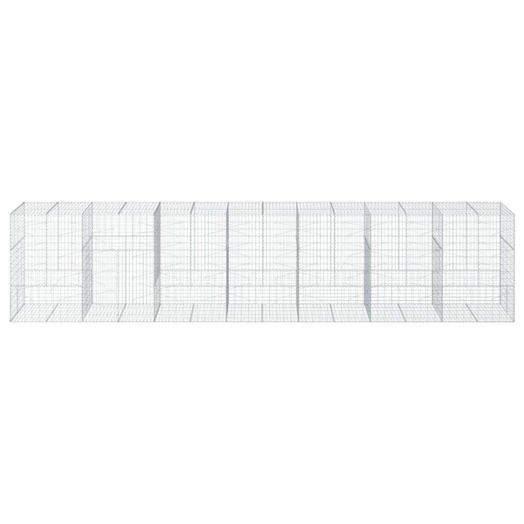 vidaXL Gabione mit Deckel 700x100x150 cm Verzinktes Eisen