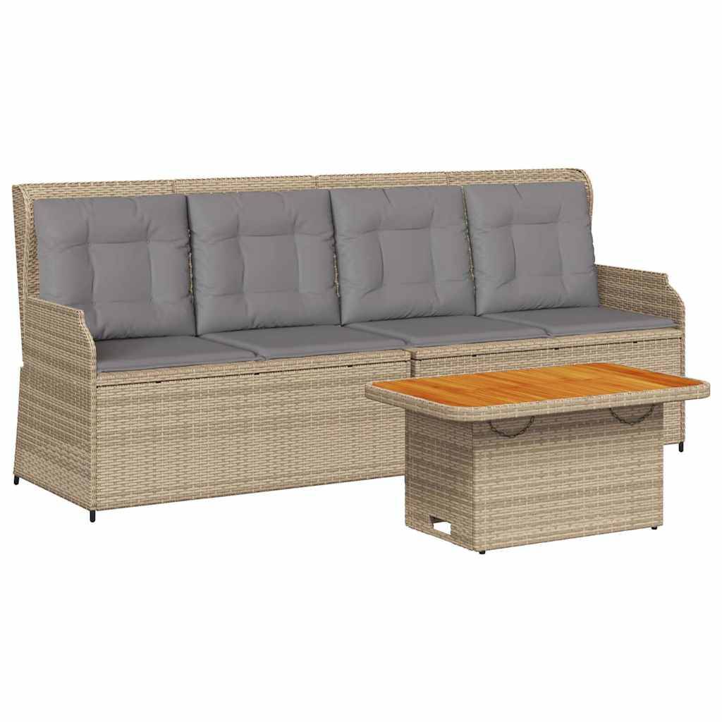 vidaXL 3-tlg. Garten-Lounge-Set mit Kissen Beige Poly Rattan