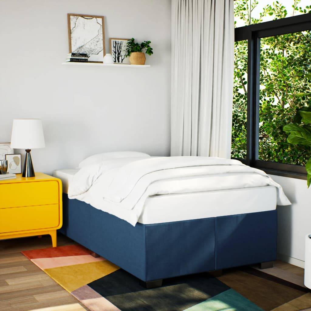vidaXL Bettgestell ohne Matratze Blau 120x190 cm Stoff