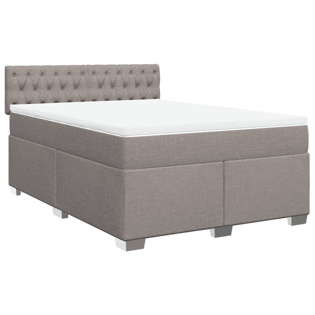 vidaXL Boxspringbett mit Matratze Taupe 140x200 cm Stoff