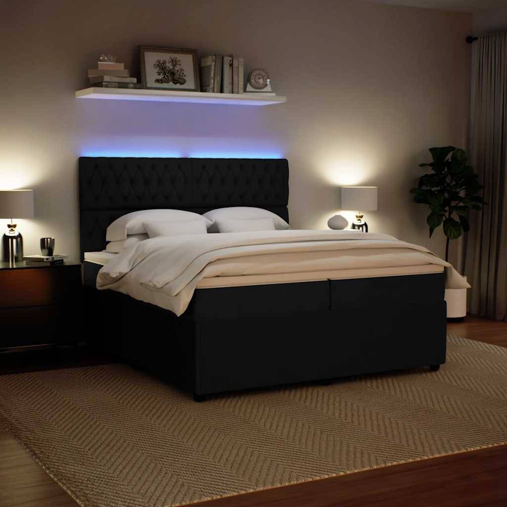 vidaXL Boxspringbett mit Matratze Schwarz 200x200 cm Samt