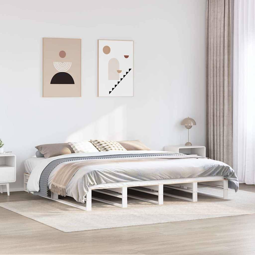 vidaXL Massivholzbett ohne Matratze Weiß 180x200 cm Kiefernholz