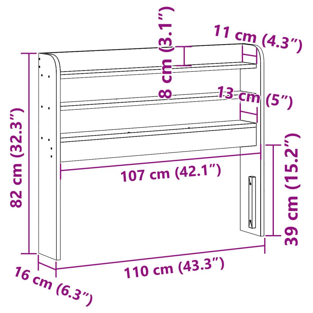 vidaXL Kopfteil mit Ablagen 100 cm Massivholz Kiefer