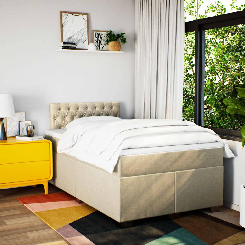 vidaXL Boxspringbett mit Matratze Creme 120x200 cm Stoff