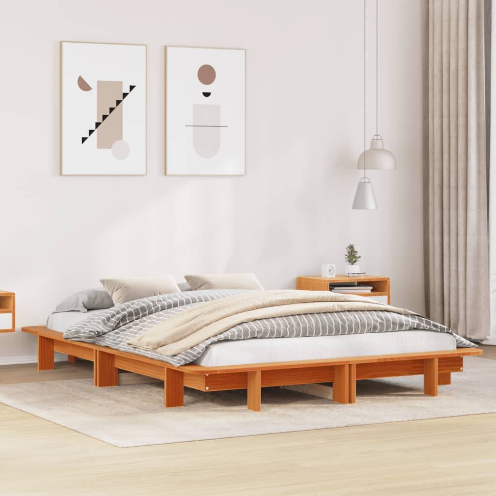 vidaXL Massivholzbett ohne Matratze Wachsbraun 120x190 cm Kiefernholz
