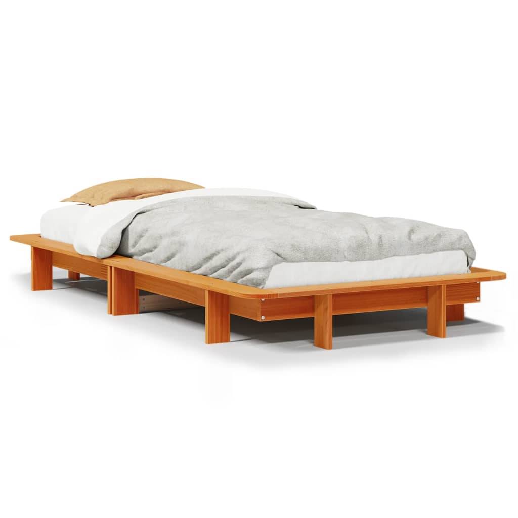 vidaXL Massivholzbett ohne Matratze Wachsbraun 90x190 cm Kiefernholz