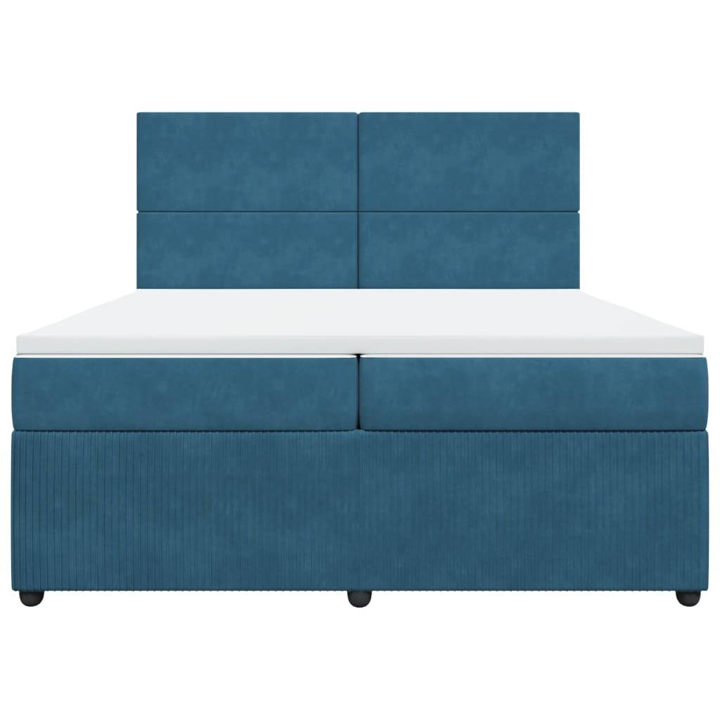 vidaXL Boxspringbett mit Matratze Dunkelblau 200x200 cm Samt
