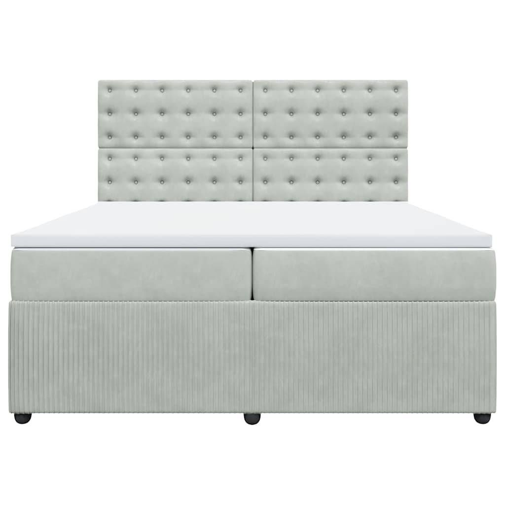 vidaXL Boxspringbett mit Matratze Hellgrau 200x200 cm Samt
