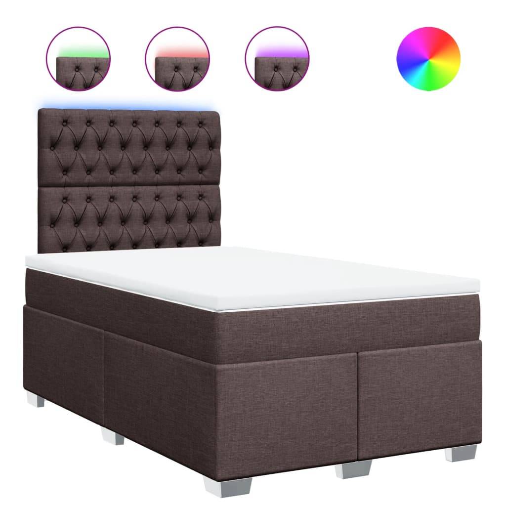 vidaXL Boxspringbett mit Matratze Dunkelbraun 120x200 cm Stoff