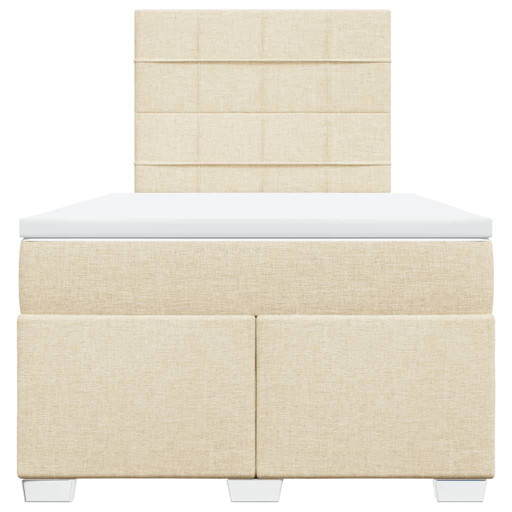 vidaXL Boxspringbett mit Matratze Creme 120x190 cm Stoff
