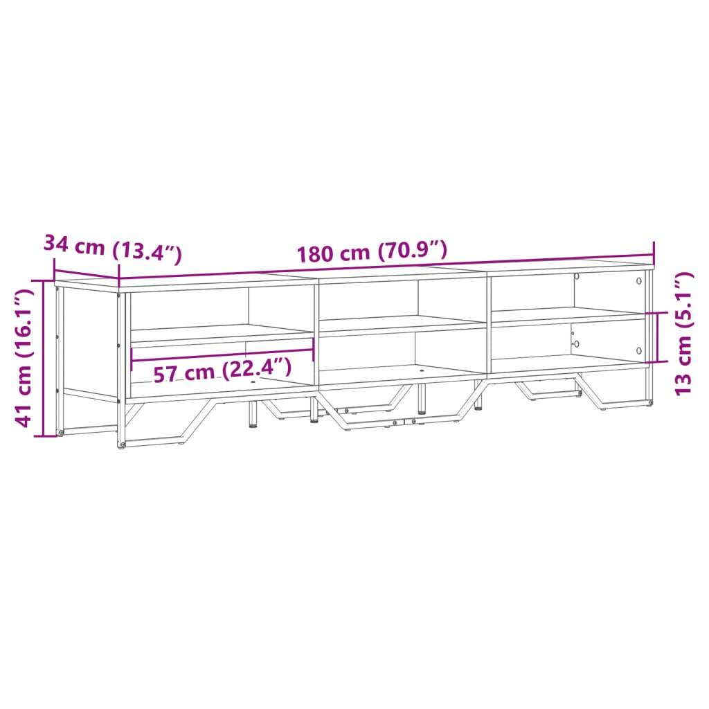 vidaXL TV-Schrank Räuchereiche 180x34x41 cm Holzwerkstoff