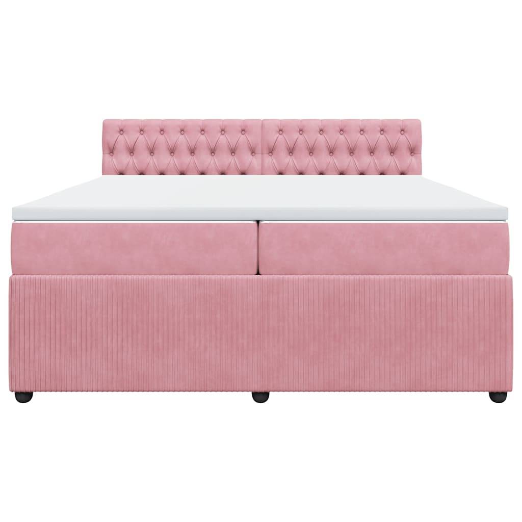 vidaXL Boxspringbett mit Matratze Rosa 200x200 cm Samt