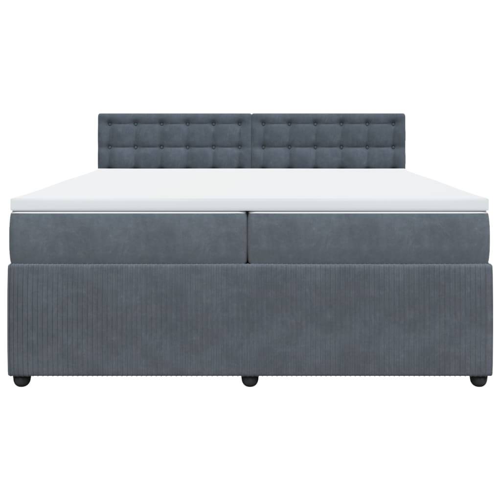 vidaXL Boxspringbett mit Matratze Dunkelgrau 200x200 cm Samt