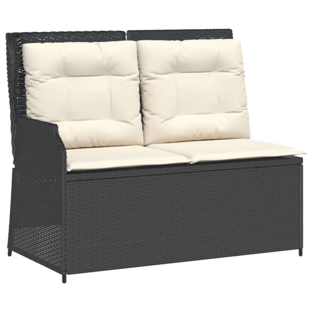 vidaXL 7-tlg. Garten-Lounge-Set mit Kissen Schwarz Poly Rattan