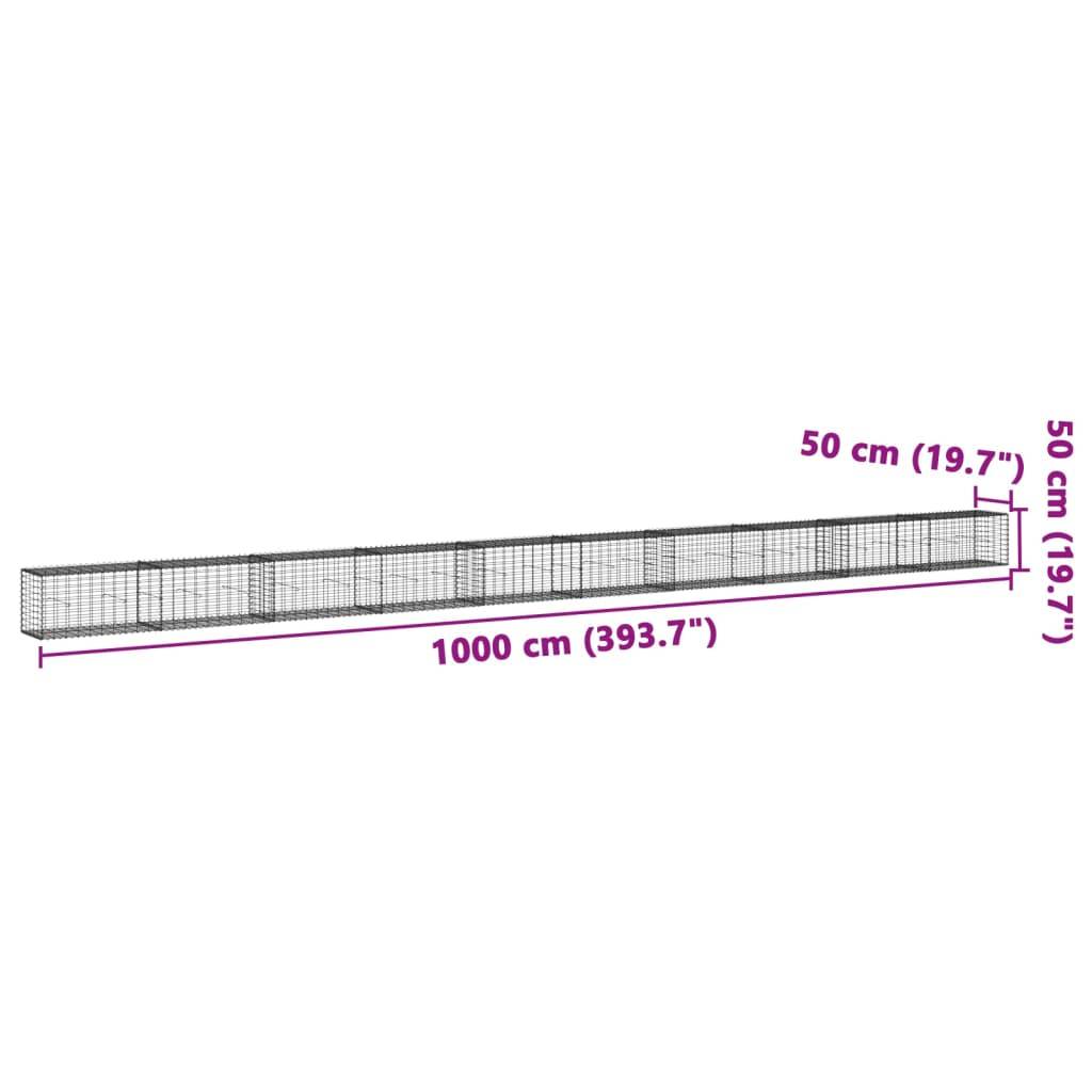 vidaXL Gabione mit Deckel 1000x50x50 cm Verzinktes Eisen