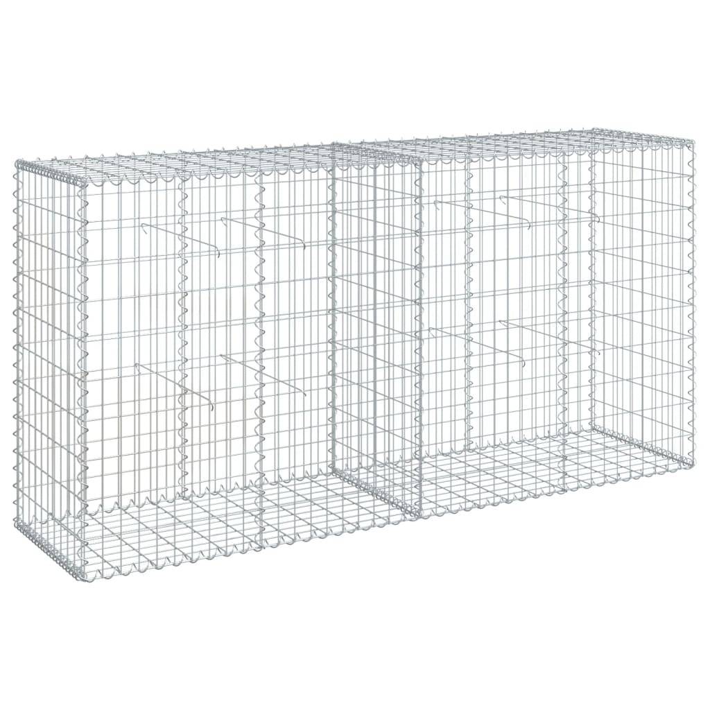 vidaXL Gabione mit Deckel 200x50x100 cm Verzinktes Eisen