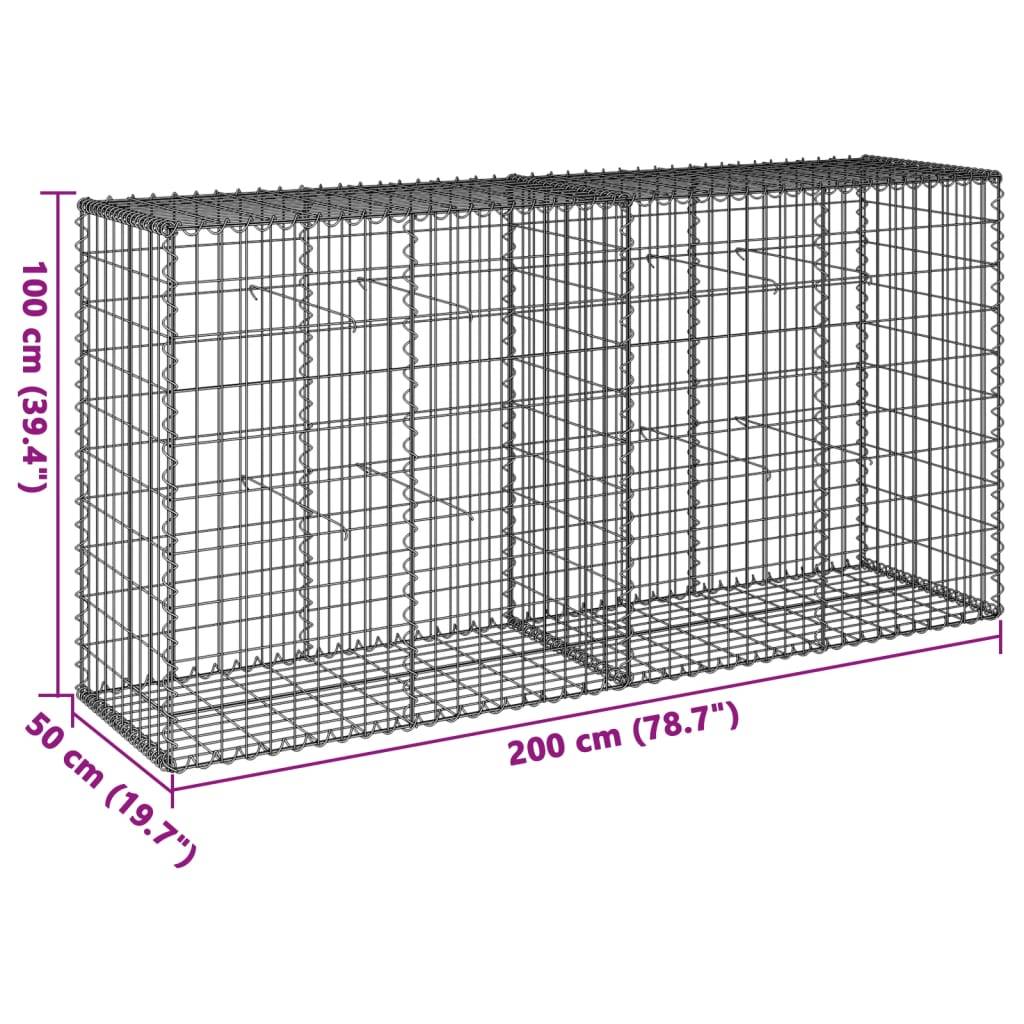 vidaXL Gabione mit Deckel 200x50x100 cm Verzinktes Eisen