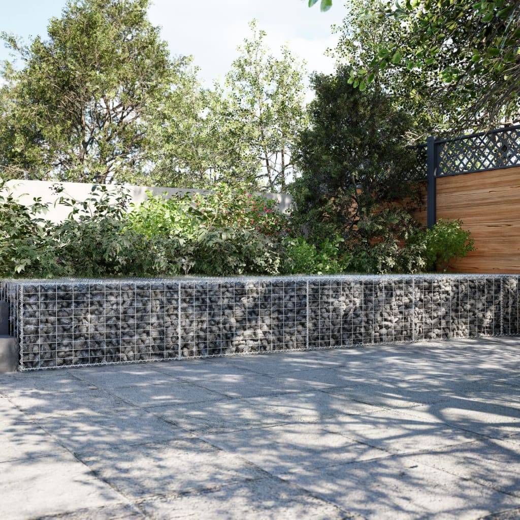 vidaXL Gabione mit Deckel 400x100x50 cm Verzinktes Eisen