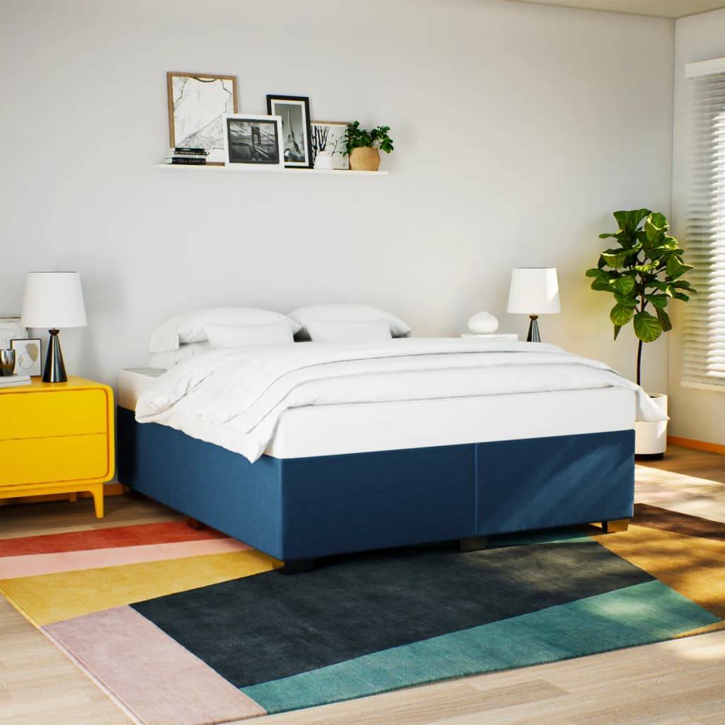 vidaXL Bettgestell ohne Matratze Blau 180x200 cm Stoff