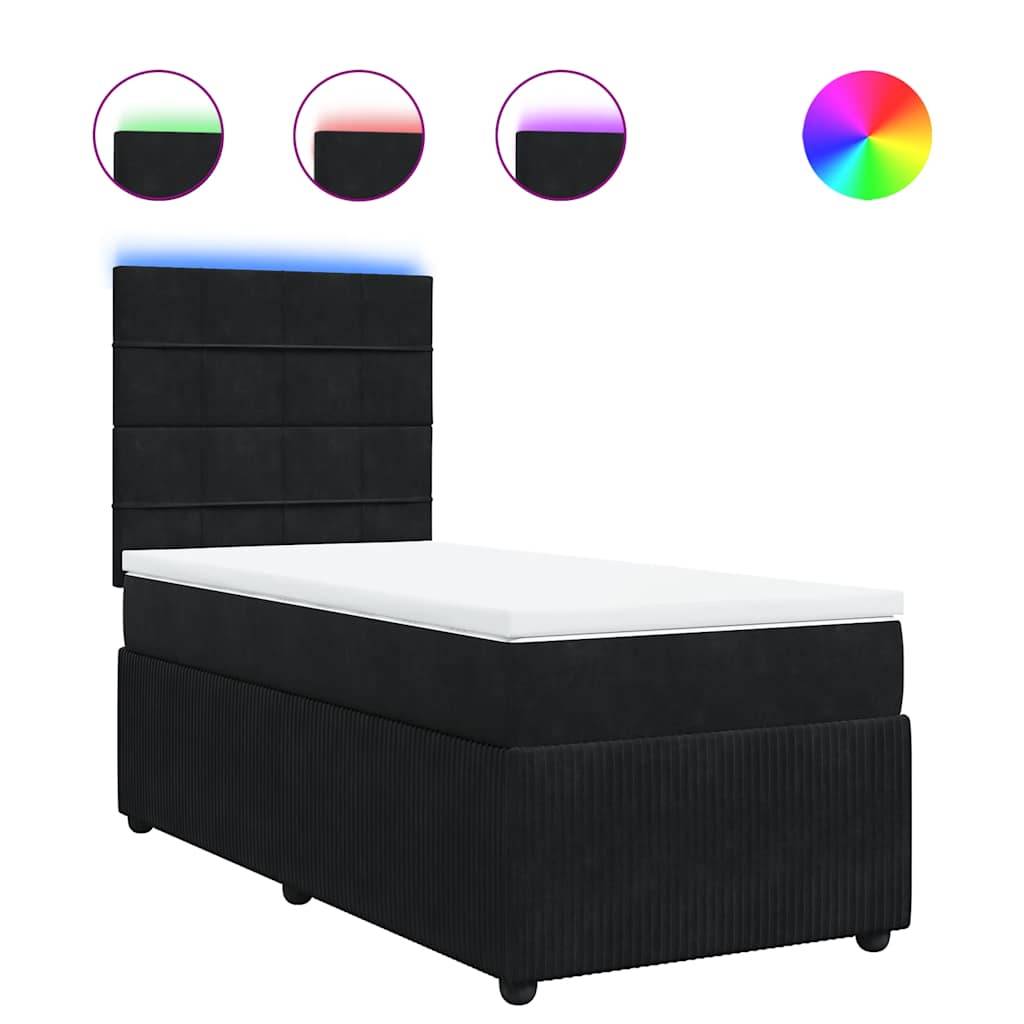 vidaXL Boxspringbett mit Matratze Schwarz 90x190 cm Samt
