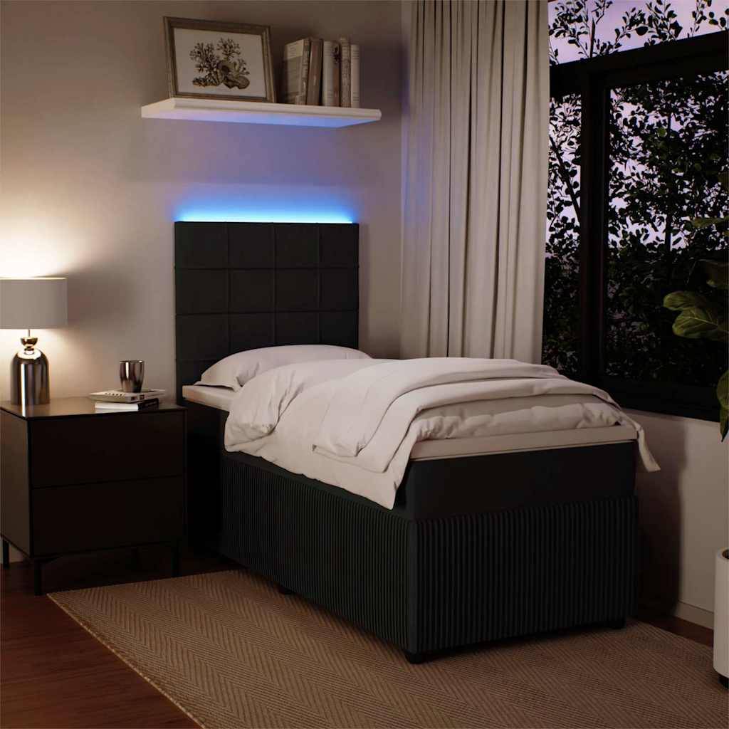 vidaXL Boxspringbett mit Matratze Schwarz 90x190 cm Samt