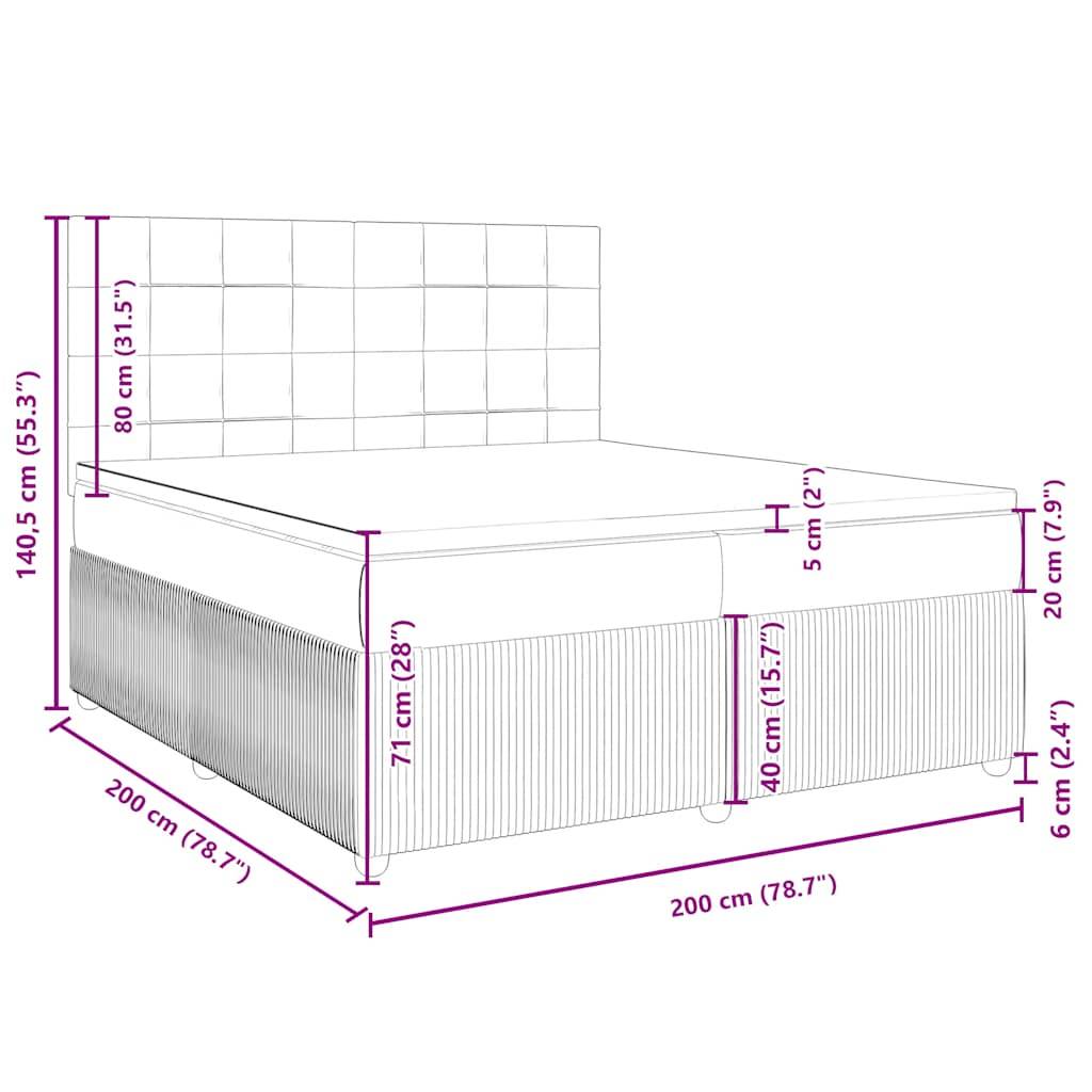 vidaXL Boxspringbett mit Matratze Dunkelbraun 200x200 cm Stoff