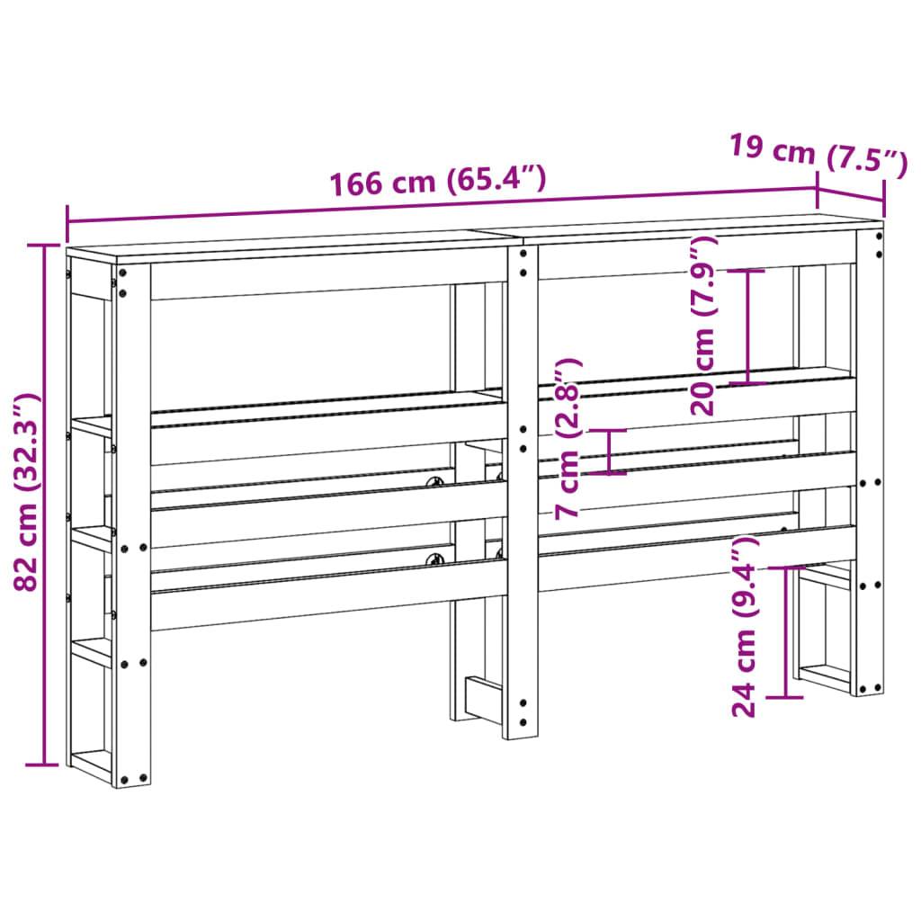 vidaXL Kopfteil mit Ablagen 160 cm Massivholz Kiefer